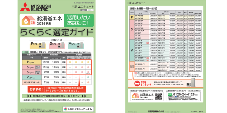 三菱電機エコキュート補助金対象モデル