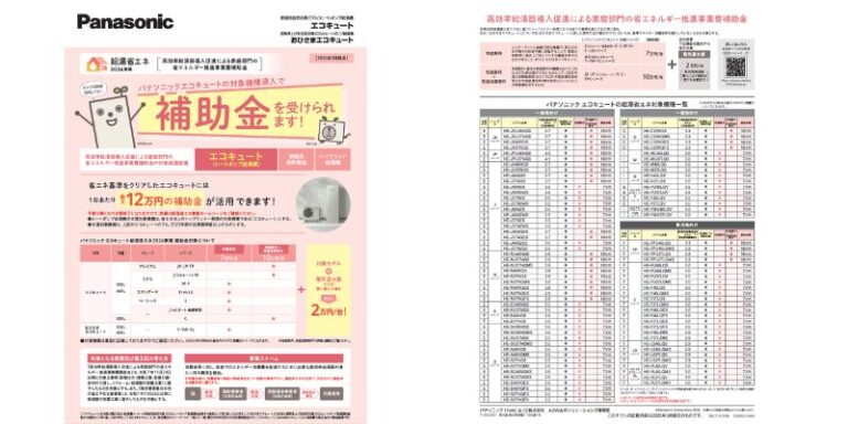 パナソニック製エコキュート補助金対象モデル